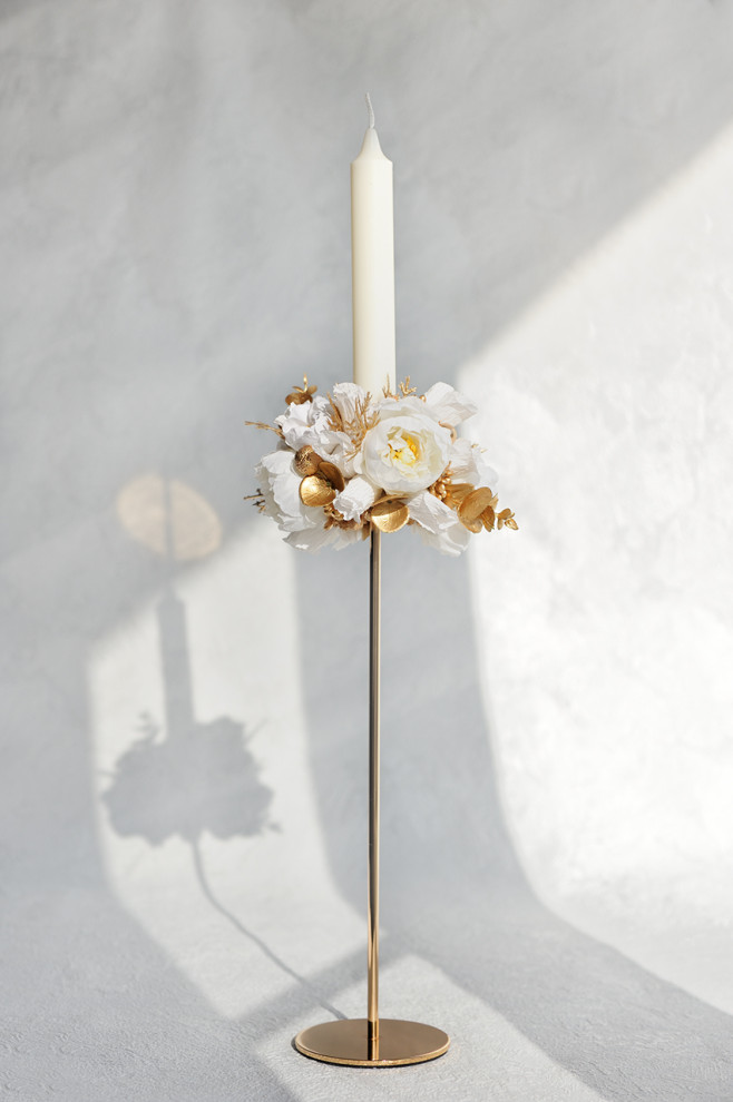 Набор высоких подсвечников с декором, цвет бело-золотой