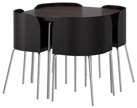 Fusion Table and 4 Chairs, Brown-Black, Chrome
