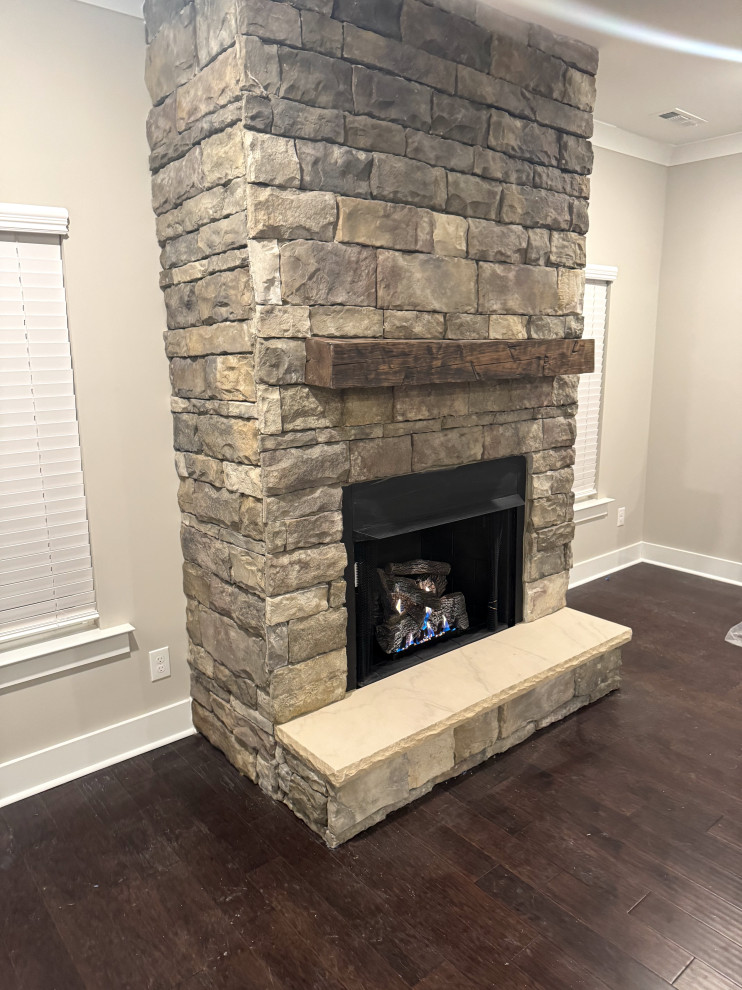 "The Toast Zone" -  Installing a gas fireplace with stonework.