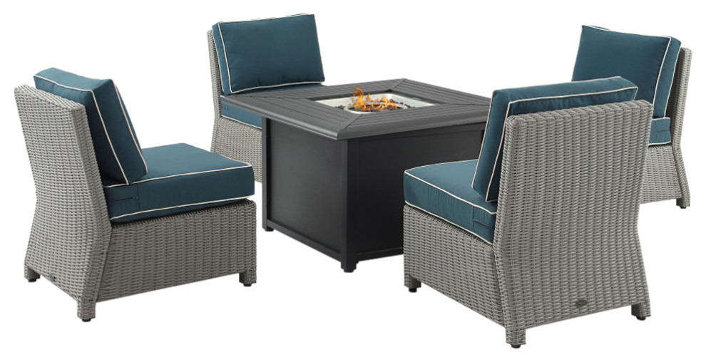Bradenton 5Piece Outdoor Conversation Set, Dante Fire Table, 4 Armless