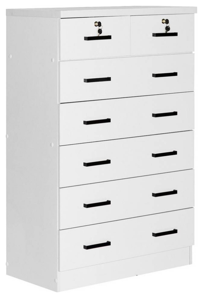 Better Home Products Cindy 7 Drawer Chest Wooden Dresser with Lock