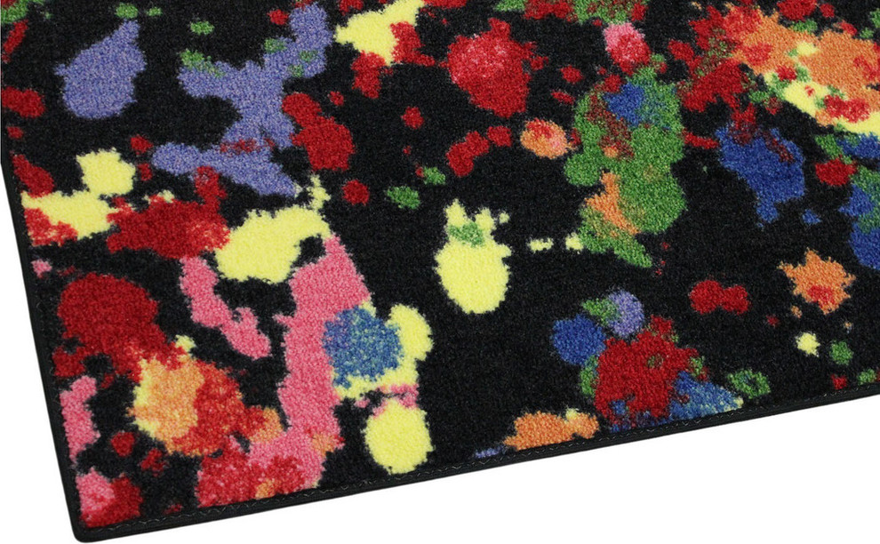 Paint Splatter Area Rug, Nylon Stainmaster Carpet, 2'x3' Contemporary