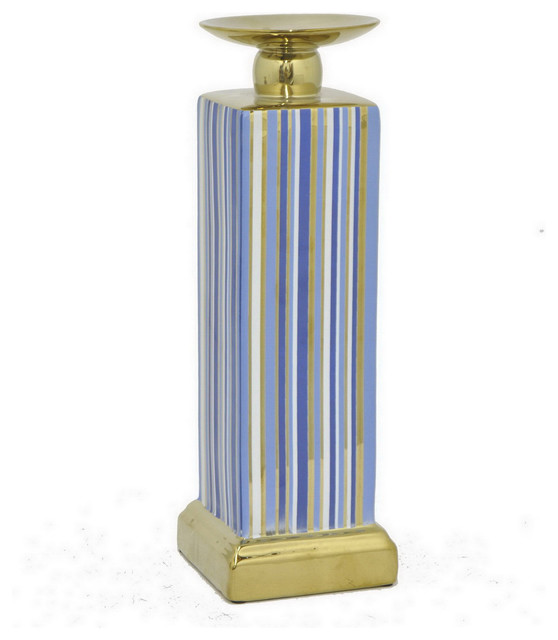 Three Hands Decorative Multi Colored Ceramic Candle Holder With Glossy Finish