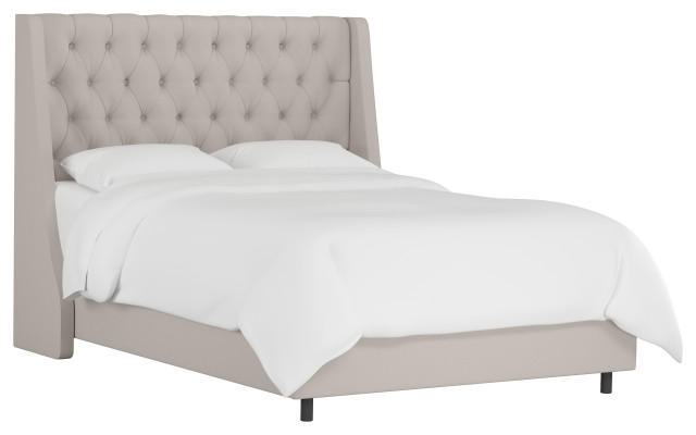 شحاذ جورج إليوت نشر Skyline Furniture, Zoe Queen Tufted Bed In Linen Talc