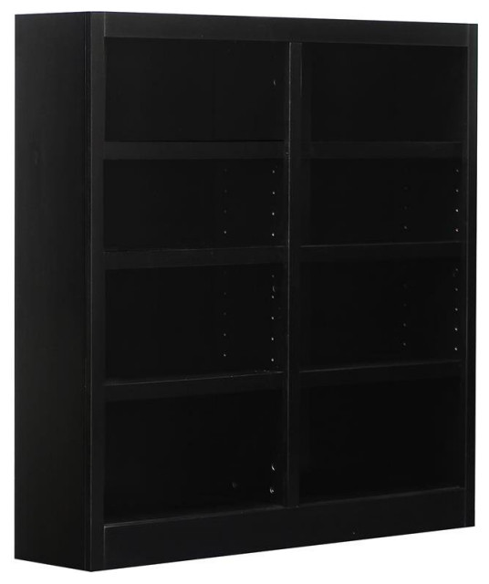Traditional 48" Tall 8-Shelf Double Wide Wood Bookcase in Espresso