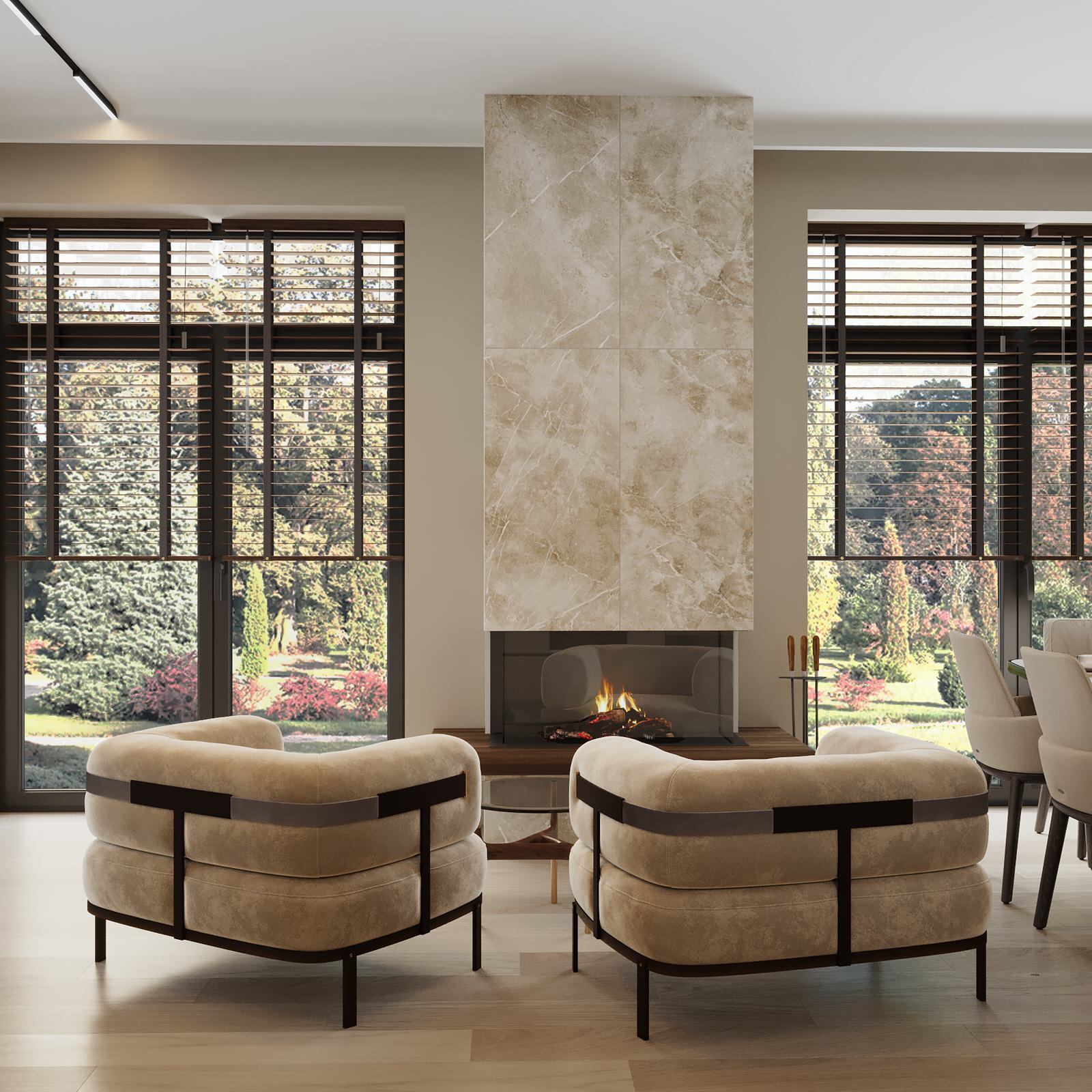 Кухня-гостиная в светлых тонах