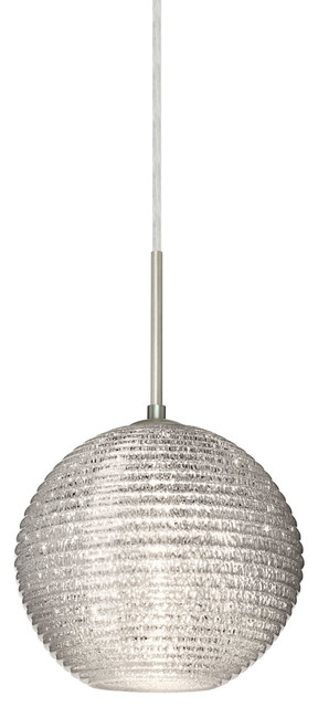 Besa Kristall 8 Cord Pendant, Glitter, Satin Nickel