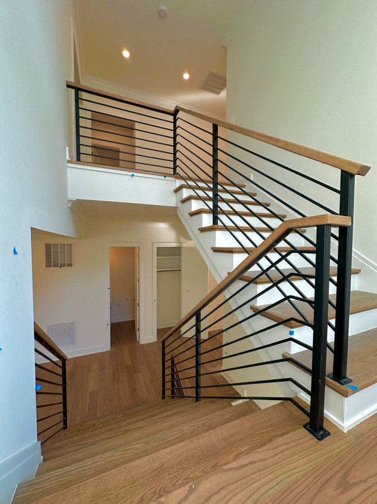 Metal railings with wood top