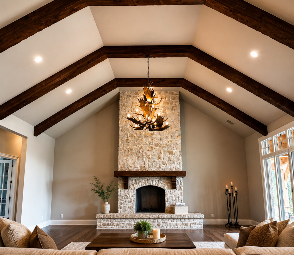 Custom Luxury home featuring hand crafted timber beams