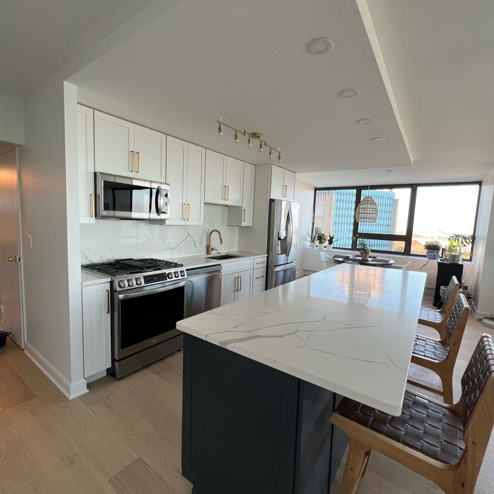 Example of a transitional kitchen design in Chicago