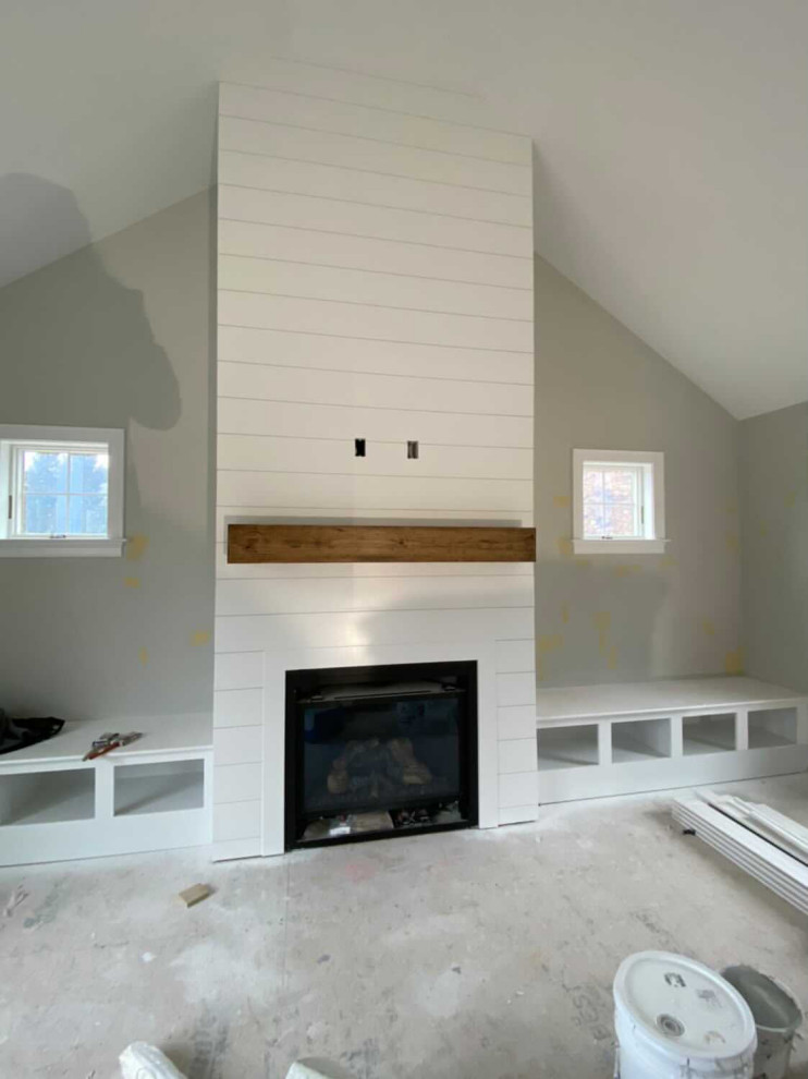 custom mantels, floating shelves and faux beams