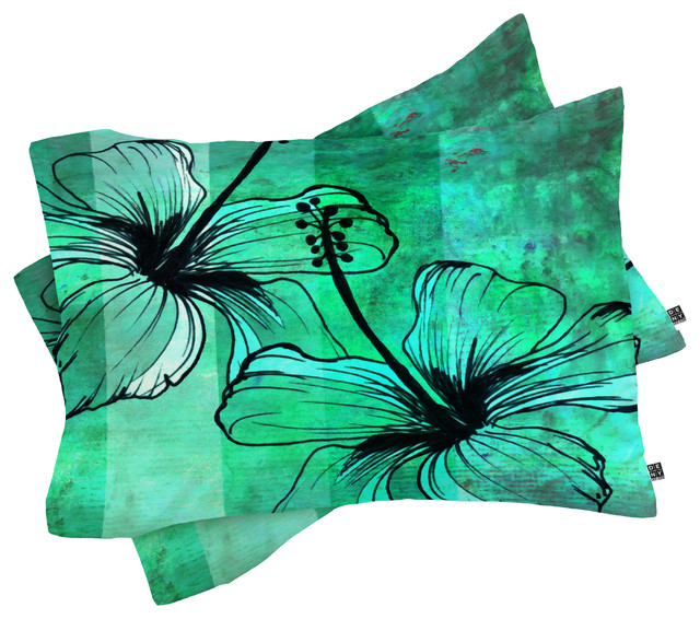 Deny Designs Sophia Buddenhagen Aqua Floral Pillow Shams, King
