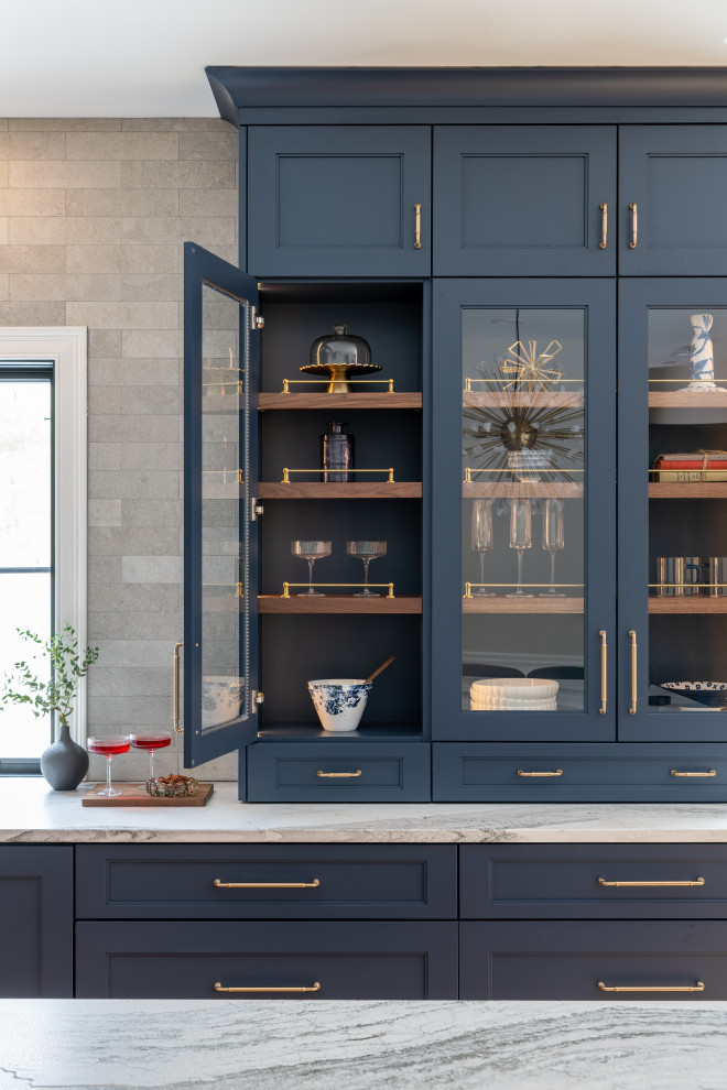 Inspiration for a transitional home bar remodel in Boston