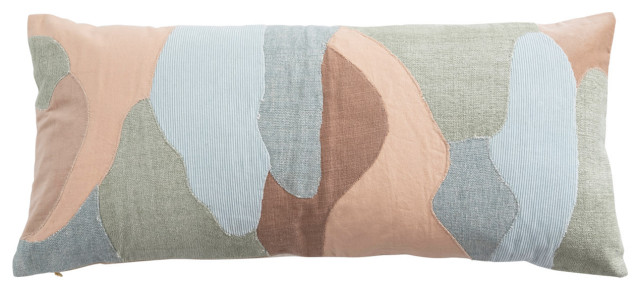 Cotton Blend Patchwork Lumbar Pillow