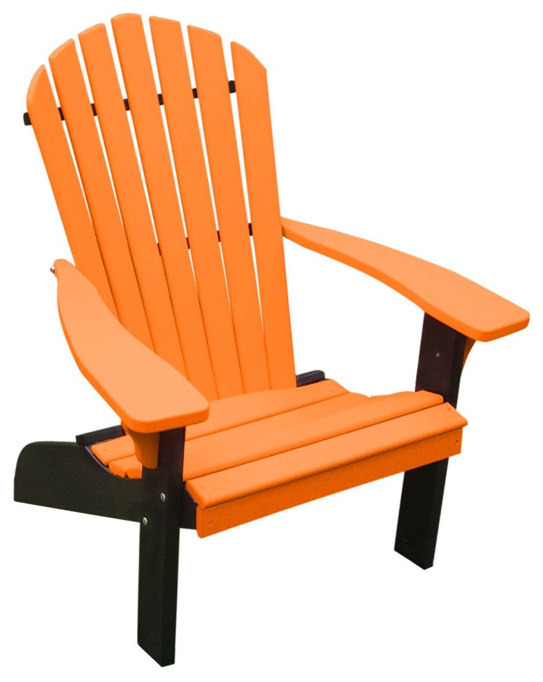 Poly Fanback Adirondack Chair, Orange, Black Frame