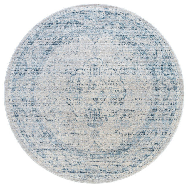 Rug Unique Loom Noble Gray Round 4'0x4'0 Contemporary Area Rugs