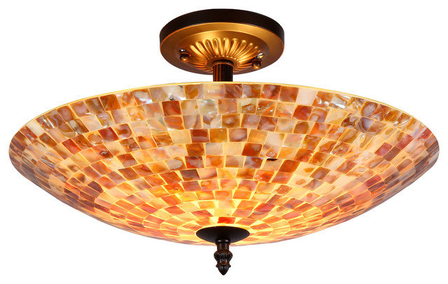 Shelley Mosaic 2 Light Semi Flush Ceiling Fixture 16 Shade