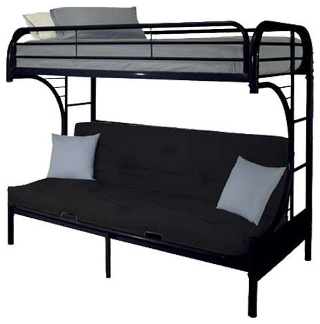 Eclipse Futon Bunk Bed Twin Over Full, Black Metal Frame Futon Bunk Beds