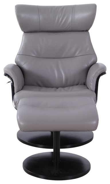 Sennet Recliner and Ottoman in Steel Air Leather