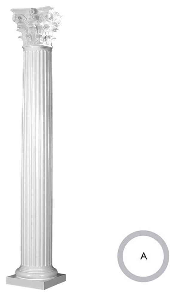 EnduraStone Tapered Fluted Column, Smooth PaintGrade, Tuscan Base, 8