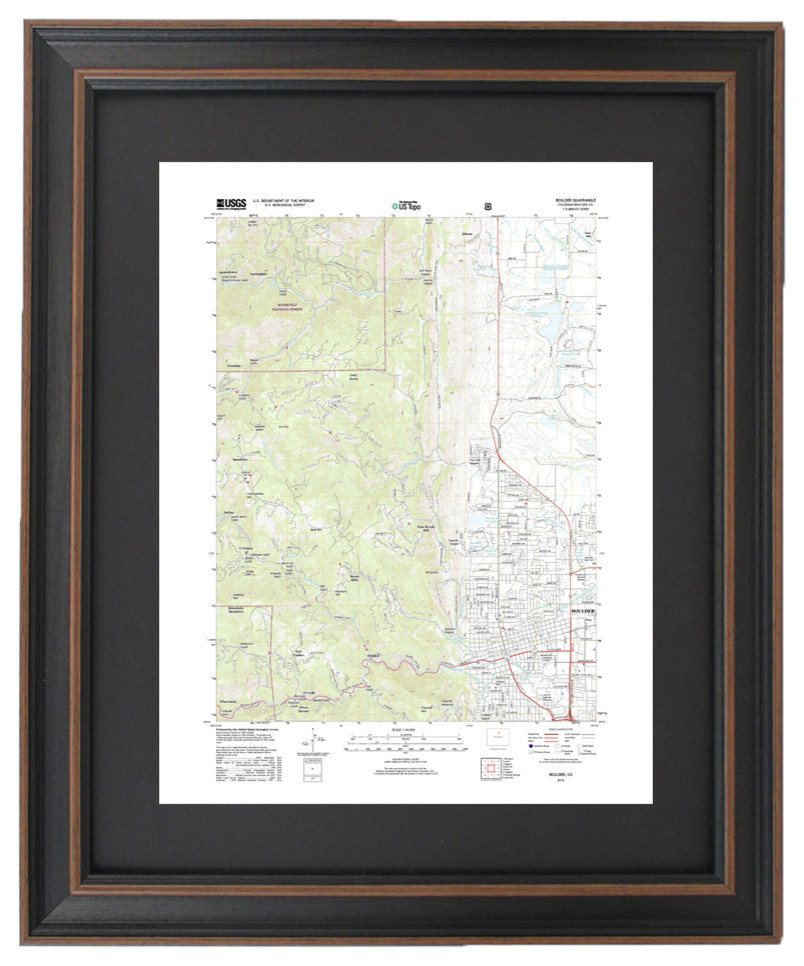 Framed Topographic Map Boulder Colorado Poster Traditional Prints And Posters By Framed 7400