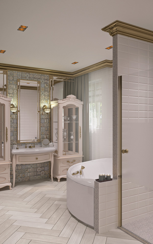 Проект ванной комнаты в современном классическом стиле