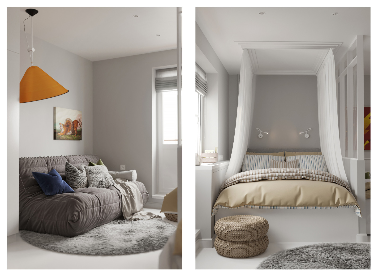 Светлая квартира в панельном доме для молодой девушки