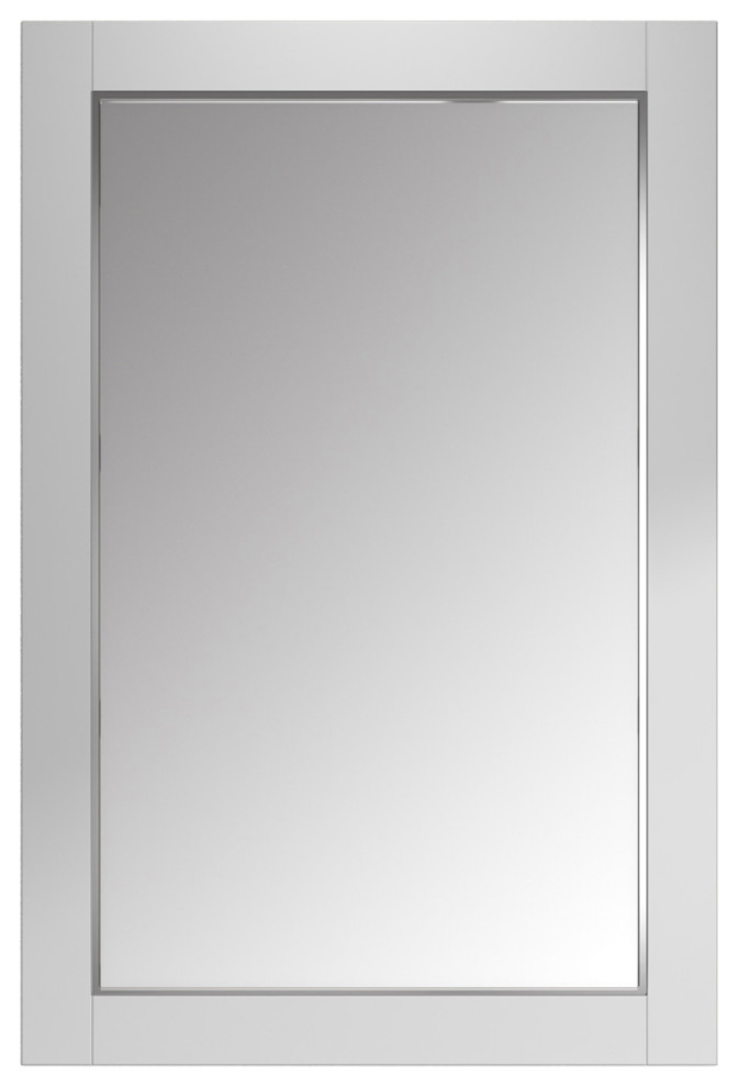 24"x36" White Mirror With Polished Metal Trim