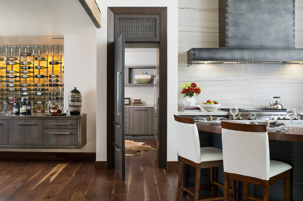 Example of a transitional kitchen design in Denver