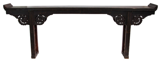 Consigned Antique Shandong Black Altar, Asian Sofa Table