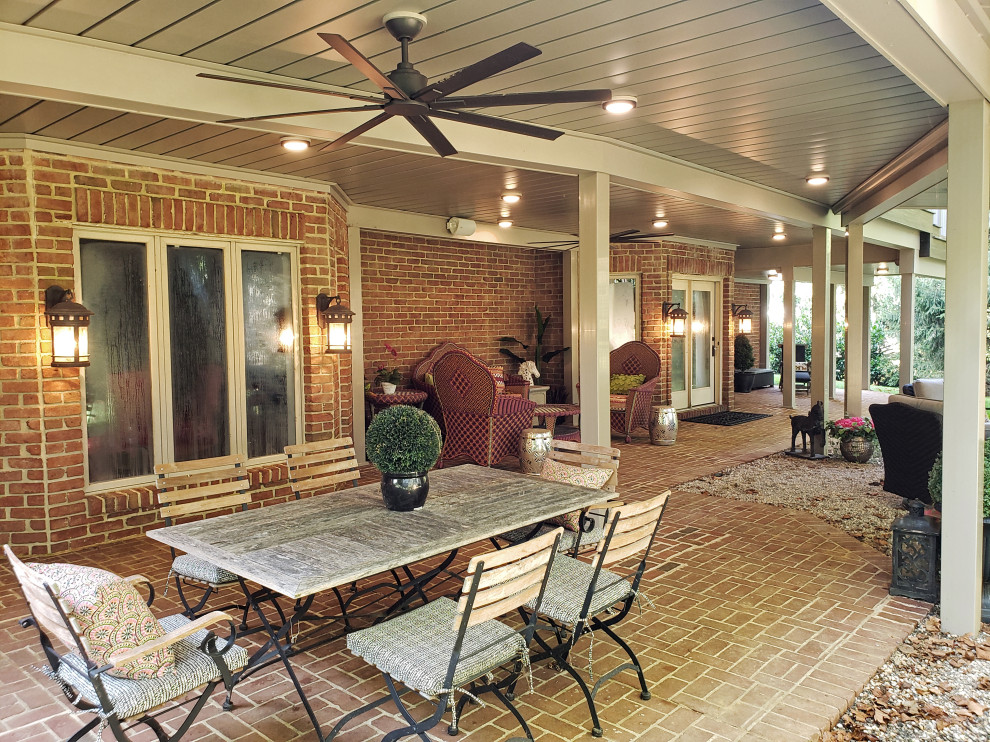 Deck - transitional backyard second story metal railing deck idea