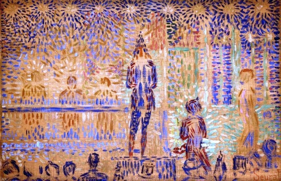 Georges Seurat Study for 'Invitation to the Sideshow' - 18" x 27" Premium Canvas