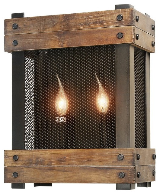 Rustic Wood 2 Light Indoor Wall Sconce For Living Room Hallway Rustic Wood 2 Light Indoor Wall Sconce For Living Room Hallway Dining