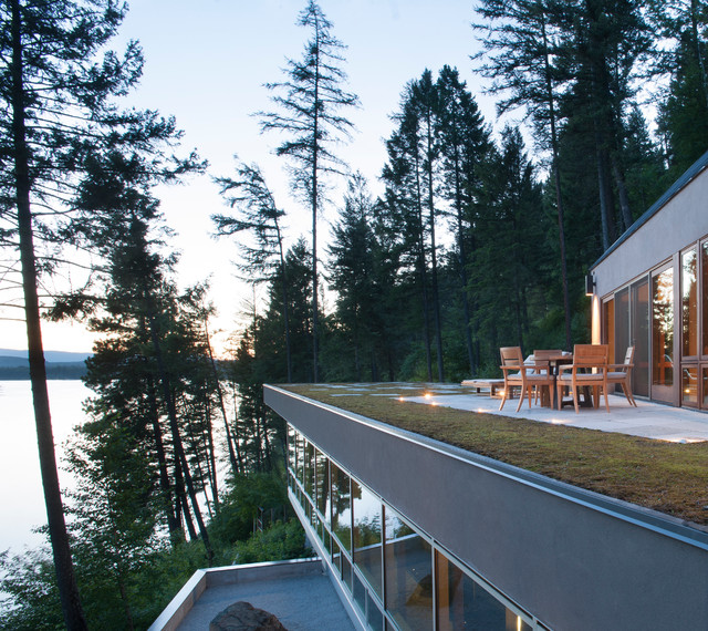 Whitefish Private Spa and Pool House contemporain-terrasse-en-bois
