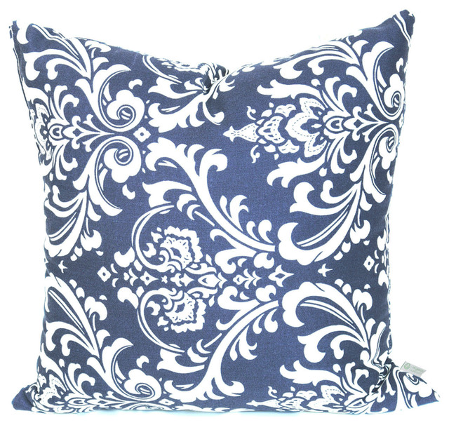 Outdoor French Quarter Large Pillow Traditional Cushions Outdoor French Quarter Pillow Large Navy Blue