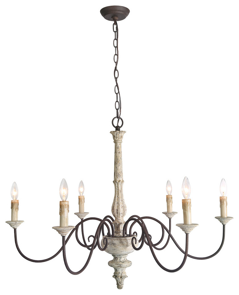 Lnc 6 Light French Country Chandelier, Rustic French Style Chandelier