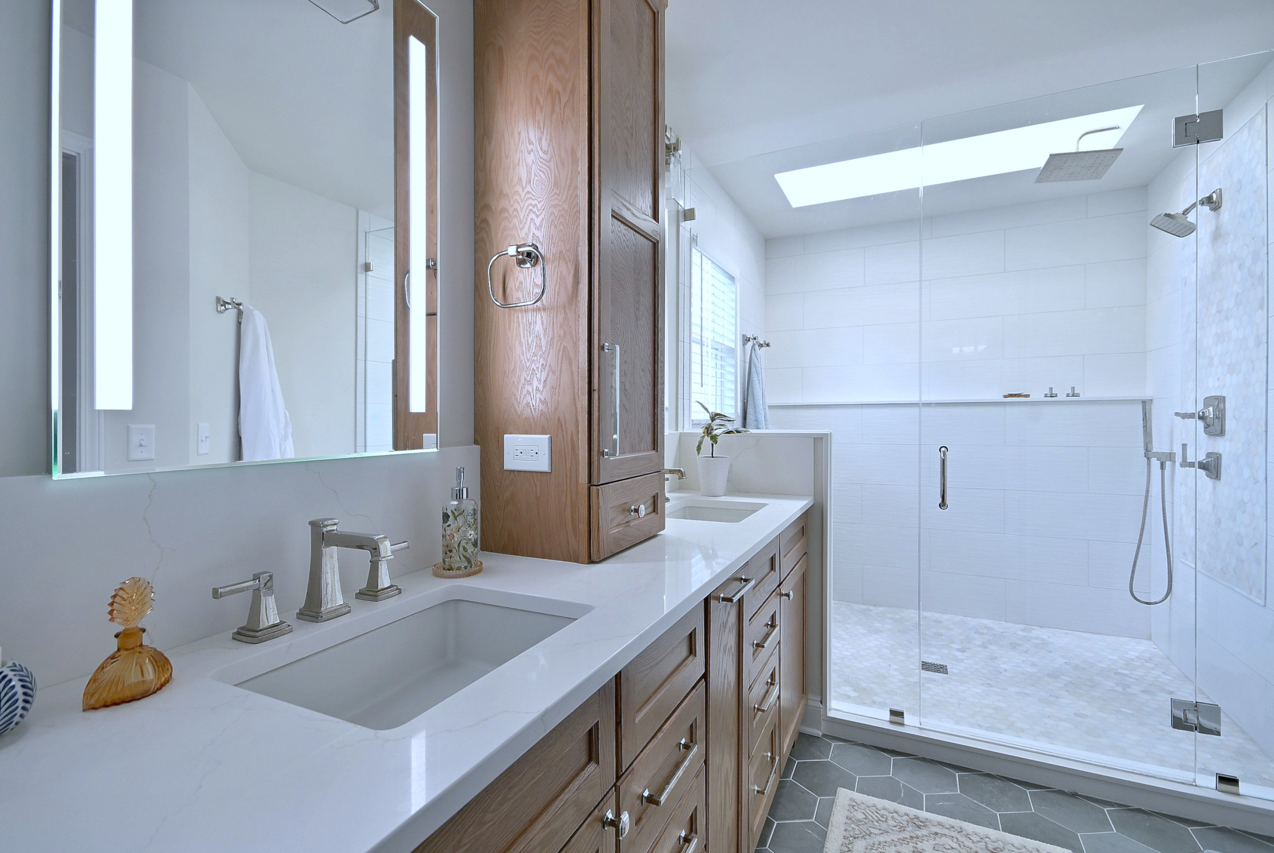 Bright Transitional Bathroom Remodel with Storage