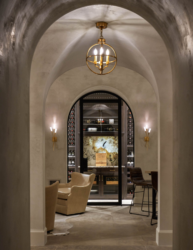 Wine cellar - mediterranean wine cellar idea in Dallas