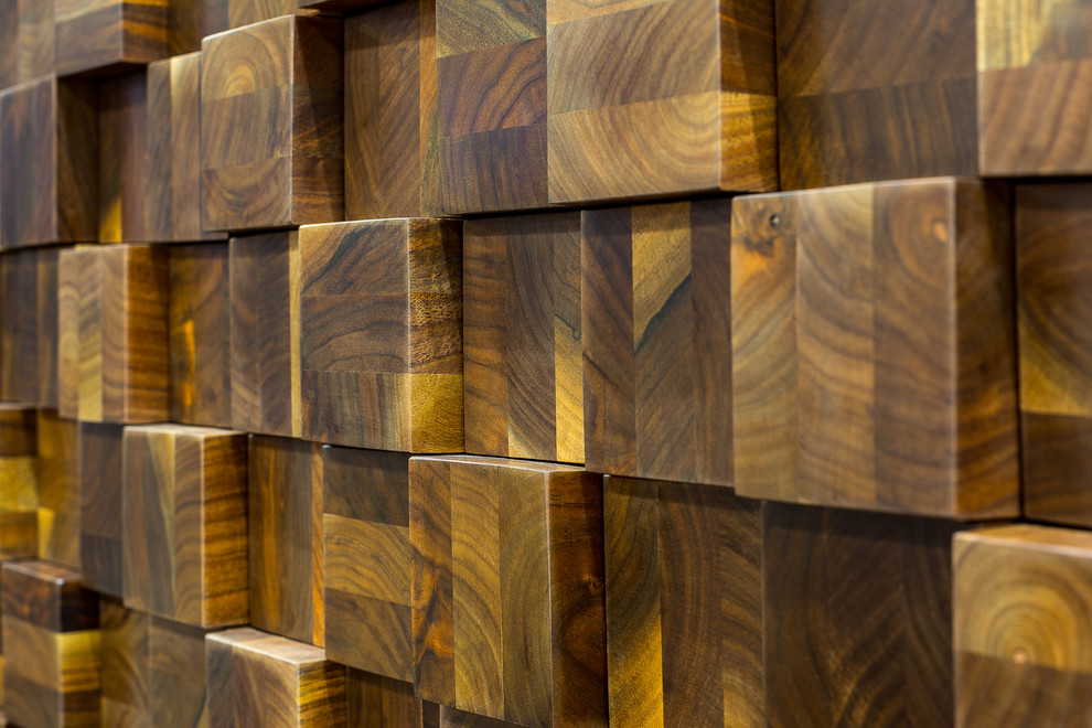 Мозаика 3D, массив черного ореха. Пиксели разной высоты