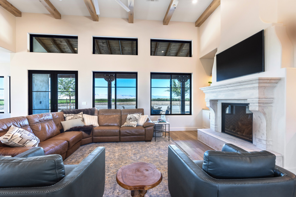 Greatroom Window Wall and Seating | Tuscan Farmhouse