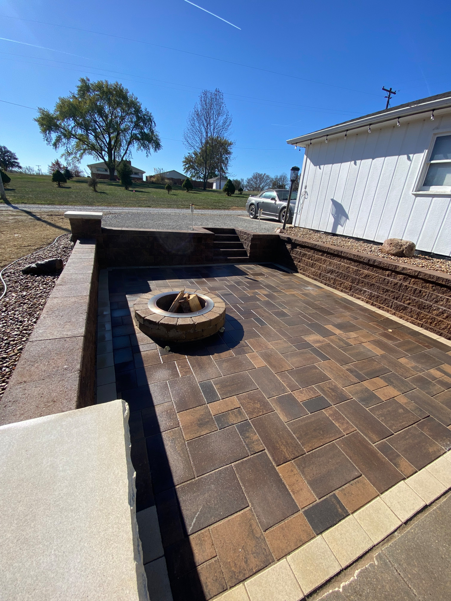 Hardscaping with Fire pit & parking extension
