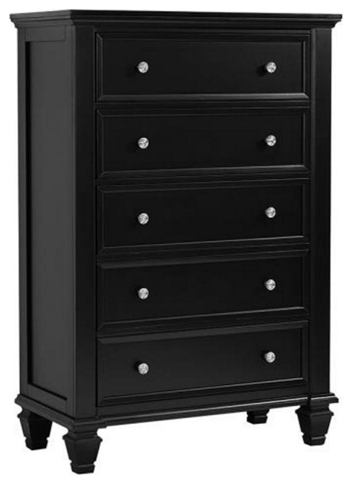 Bowery Hill 5 Drawer Chest in Black and Silver