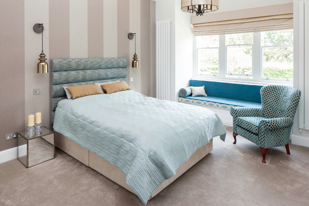 Contemporary bedroom in Cambridgeshire.