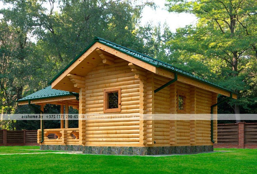 Проект бани из оцилиндрованного бревна B-40