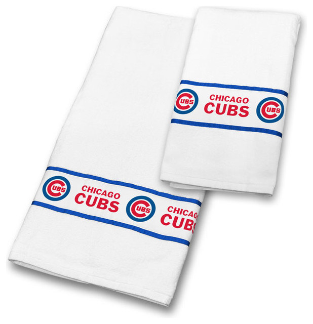 Houzz Sports Coverage Mlb Chicago Cubs Towel Set Baseball Mlb Chicago Cubs Towel Set Baseball Bathroom Accessories Traditional Bath Towels