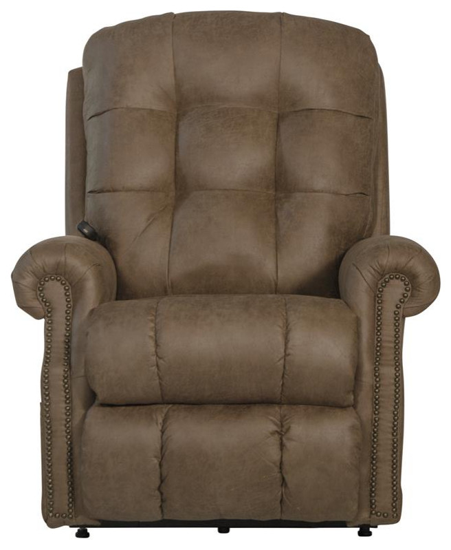 David Power Lift Recliner with Heat and Massage in Silt Brown Fabric