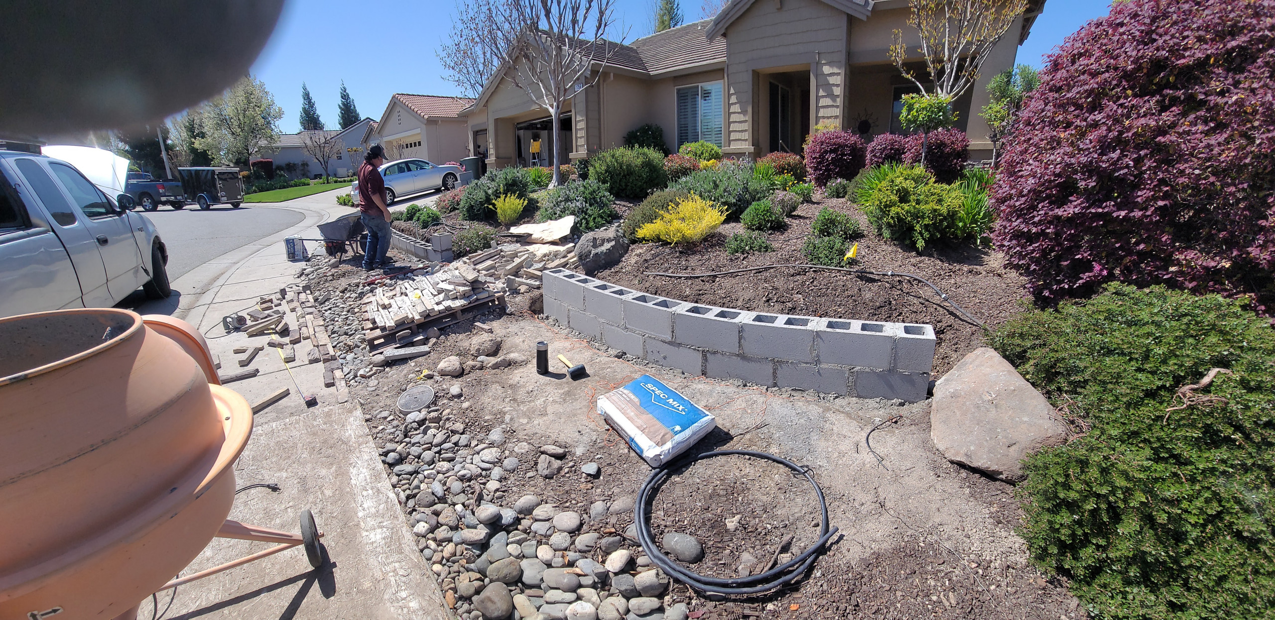 Outdoor Irrigation Installation and Retaining Wall