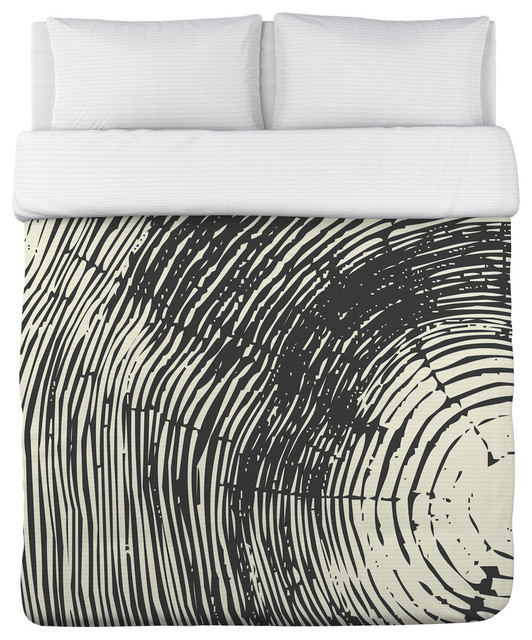 Tree Rings Natural Gray Duvet Cover Contemporary Duvet Covers