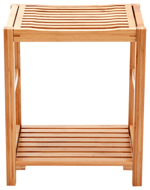 Natural Bamboo Shower Bench Seat - Transitional - Shower ...