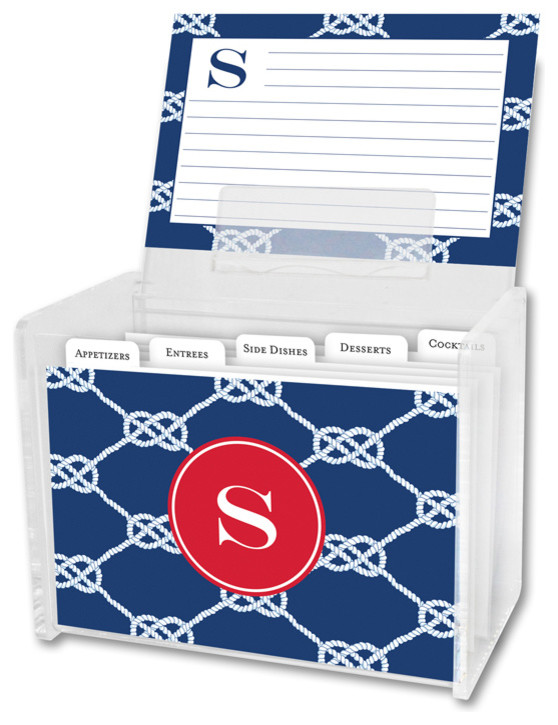 Recipe Box & Cards Nautical Knot Single Initial, Letter N